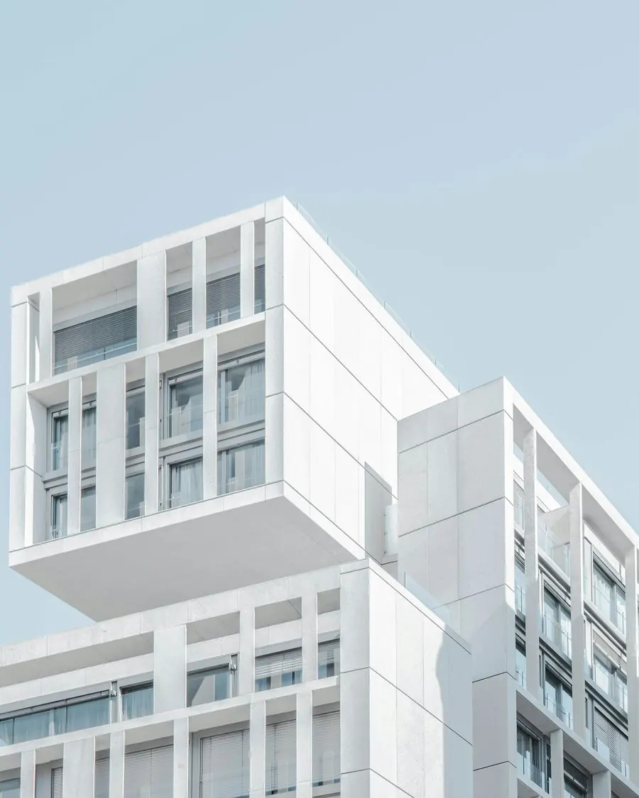 A white modern office building