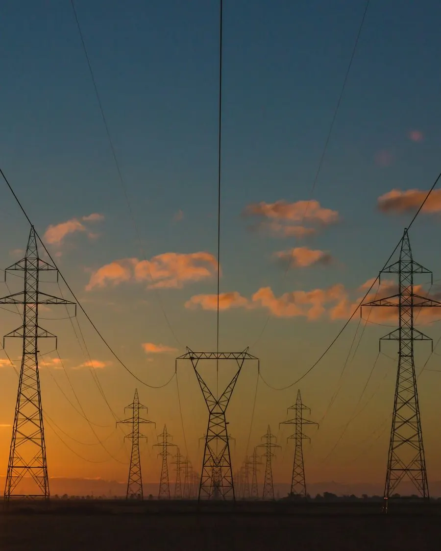 Power lines at sunset